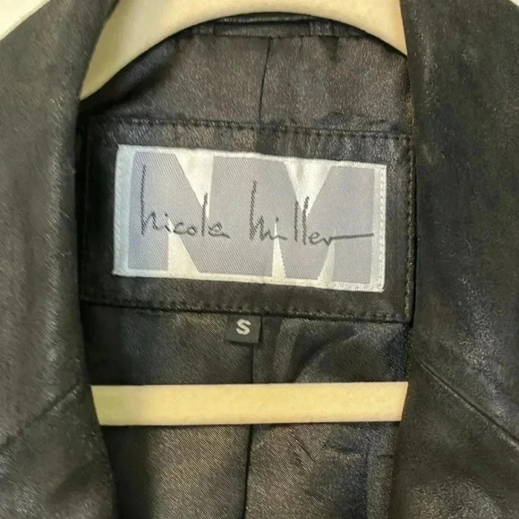 Nicole Miller Vintage Y2K black metallic  100% genuine leather blazer jacket - Picture 4 of 7